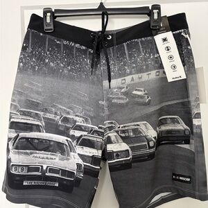 NASCAR Men's Black and Gray Racing Swim Shorts